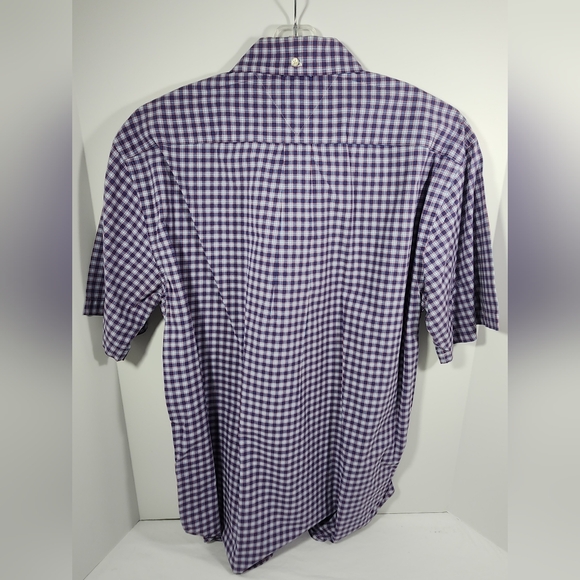 VINTAGE Tommy Hilfiger  Casual Button Up Men's Short Sleeve Shirt Large Purple - Picture 6 of 13
